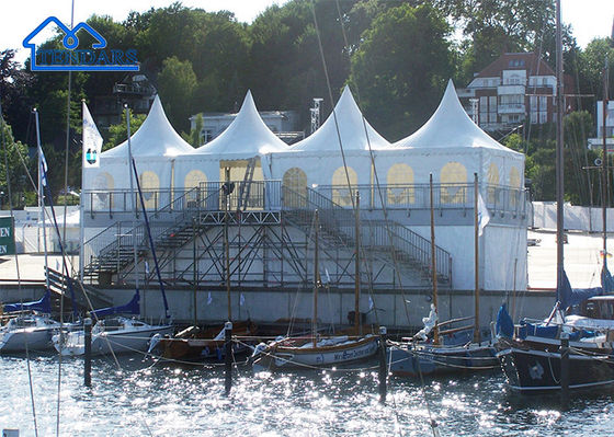 kaufen Verstärkter Aluminiumrahmen 4x4m Aluminium Pagode Zelt feuerdichtes Baldachin Klarspann für Luxus Hochzeiten Online-Herstellung