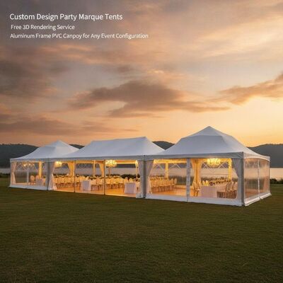 kaufen Custom Design Party Marquee Zelte kostenloser 3D-Rendering-Service Aluminiumrahmen PVC-Bedeckung für jede Veranstaltungskonfiguration Online-Herstellung