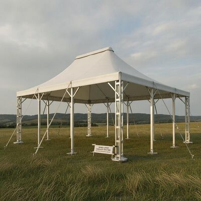 kaufen Windbelastung 100 km/h geprüft Party Marquee Zelt Schwerlast Verankert Rahmen Aluminium Engineering Zertifizierte Baldachinstruktur Online-Herstellung
