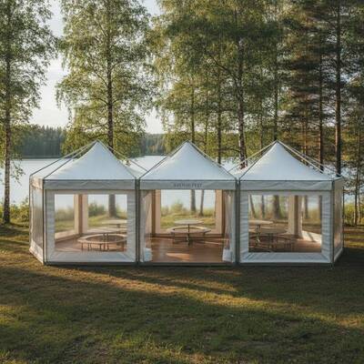 kaufen Skandinavisches Design Modular Party Marquee Zelt Vielseitig Leichtbau Aluminiumrahmen für schwedische Veranstaltung Feiern Online-Herstellung