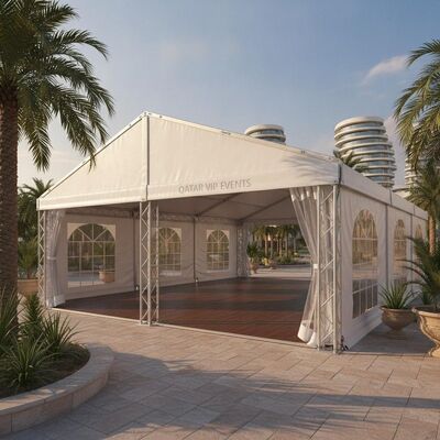 kaufen Modulares, schnell aufzubauendes Partyzelt mit abnehmbaren Seitenwänden und Aluminiumrahmen für VIP-Hospitality-Events in Katar Online-Herstellung