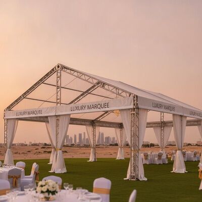 kaufen Luxus-Aluminiumrahmen Party Marquee Zelt UV-beständige PVC-Dachabdeckung für Kuwait Outdoor Hochzeitsfeiern Online-Herstellung