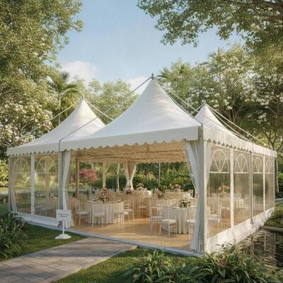kaufen Party-Marquee-Zelt Singapur Garten Hochzeitsveranstaltung Pavillon-Schutz mit UV-beständigen Seitenwänden Online-Herstellung