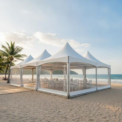 kaufen UV-beständiges Party-Festzelt, Thailand Resort, Strand-Event-Überdachung mit Seitenwänden, Aluminium-Pavillon Online-Herstellung