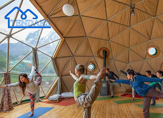 Custom Glamping Camping Shelter Geodäsische Kuppel Haus Zelt für Hochzeitsort/Yoga Studio