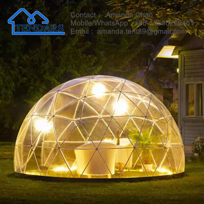 Wintertransparentes Geodäsisches Campingzelt mit rundem Dom für Glamping-Veranstaltung