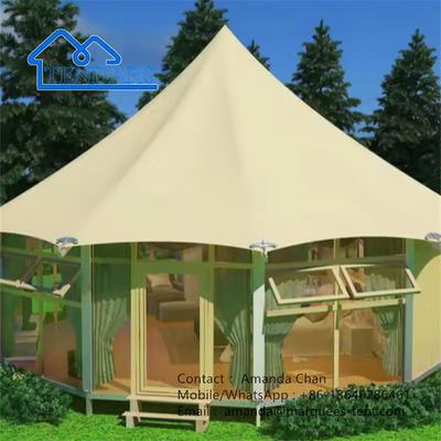 Individuelles Camping Outdoor Leinwand Glas Wand Lodge Polygon Zelt Mit Bad