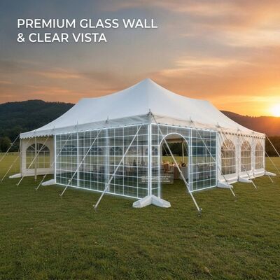15x25m Vollblackout Dach L-Serie Klar Spann A-Rahmen Markiß Party Zelt Wasserdicht Blockout PVC-Abdeckung Weihnachtsmarkt