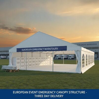 Europäisches Lagerhaus, schneller Versand, Party-Festzelt, vorgelagerter Lagerbestand, dreitägige Lieferung, europäische Event-Notfall-Überdachungsstruktur