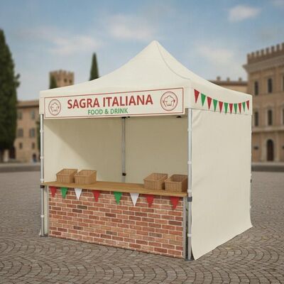 Tragbares, faltbares Pop-up-Festzelt aus Aluminium, schnelle Montage, Überdachung für italienischen Sagra-Food-Festival-Marktstand