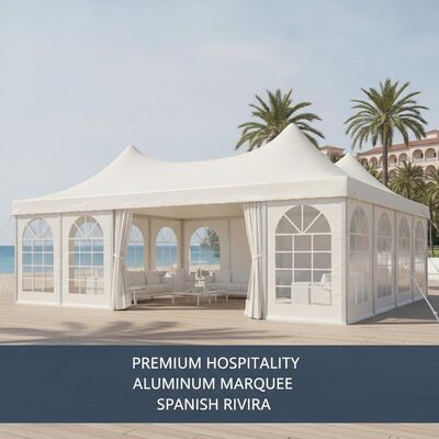 Premium-Hospitality Aluminium Party Marquee Tent Marine Grade Beschichtung für spanische Hotels Resorts Beach Clubs