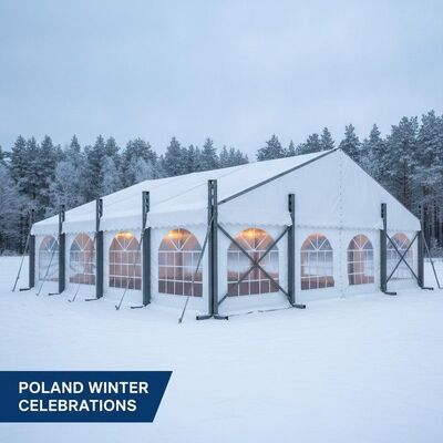 Robustes, winterfestes Event-Party-Festzelt mit schneelastverstärktem Rahmen für Feiern in Polen bei kaltem Klima